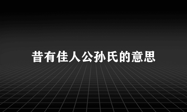 昔有佳人公孙氏的意思