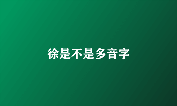 徐是不是多音字