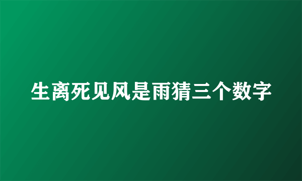 生离死见风是雨猜三个数字