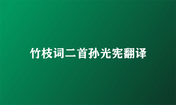 竹枝词二首孙光宪翻译