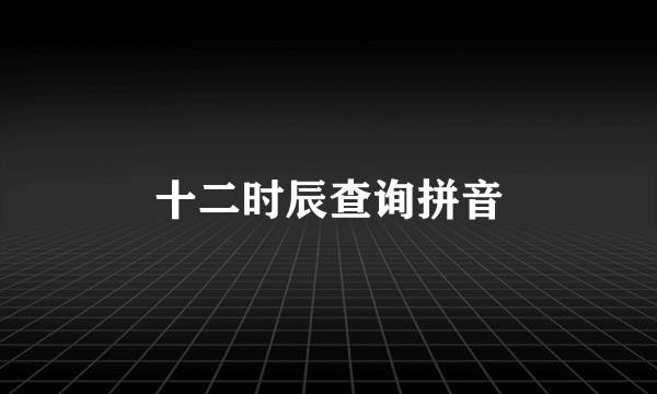 十二时辰查询拼音