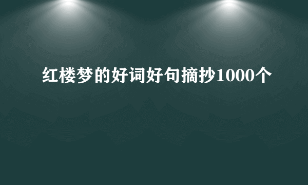 红楼梦的好词好句摘抄1000个