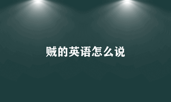 贼的英语怎么说