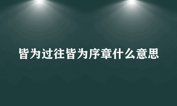 皆为过往皆为序章什么意思