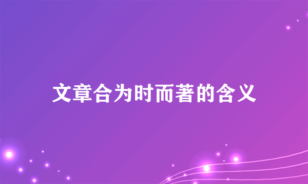 文章合为时而著的含义