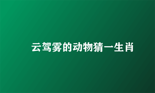 腃云驾雾的动物猜一生肖