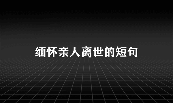 缅怀亲人离世的短句