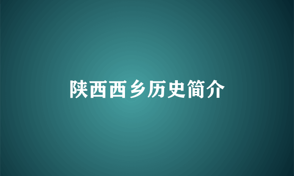 陕西西乡历史简介