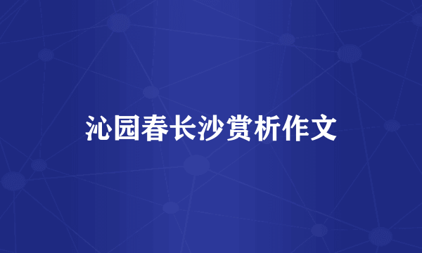 沁园春长沙赏析作文