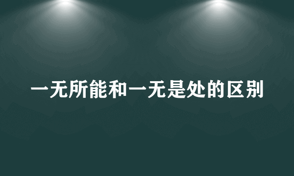 一无所能和一无是处的区别