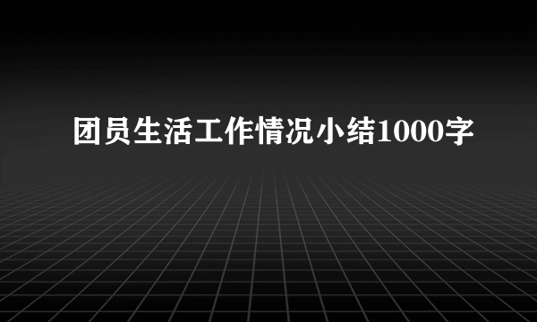 团员生活工作情况小结1000字