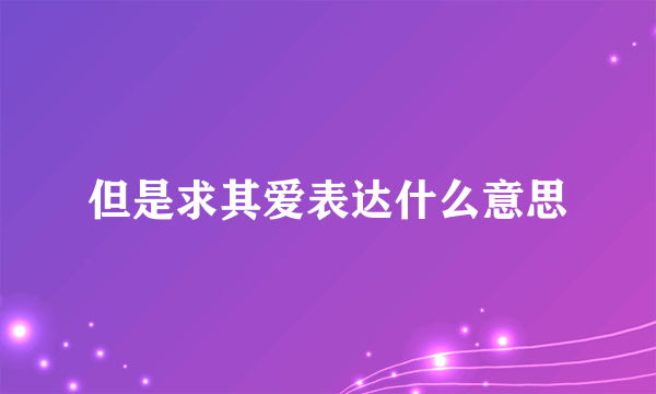 但是求其爱表达什么意思