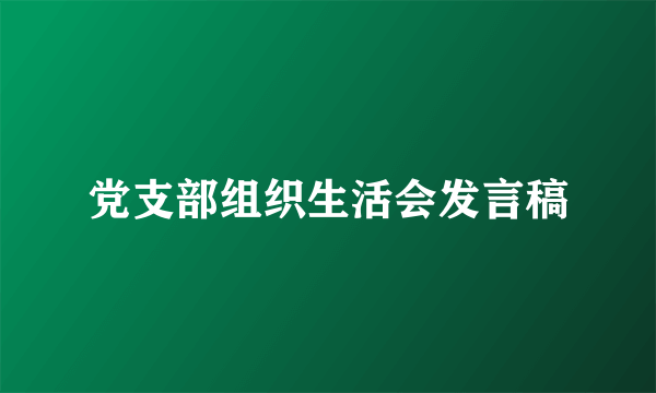 党支部组织生活会发言稿