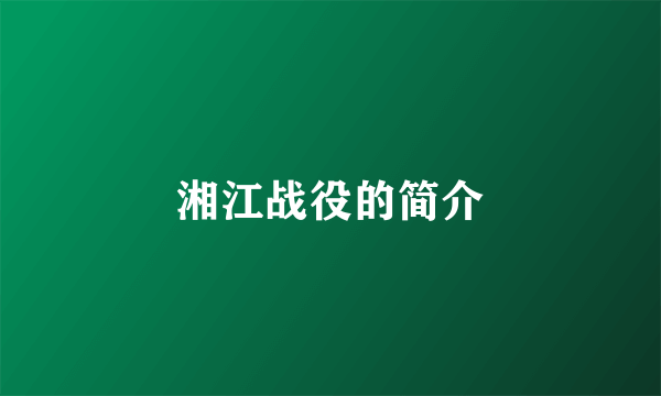 湘江战役的简介
