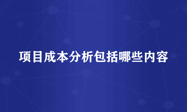 项目成本分析包括哪些内容