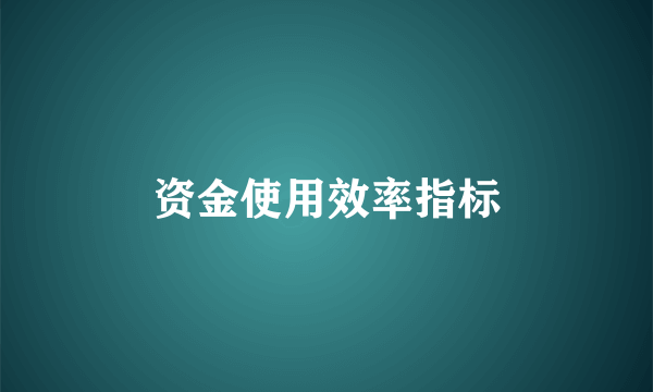 资金使用效率指标