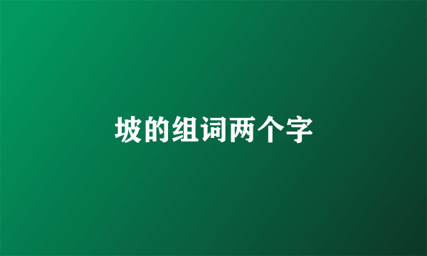 坡的组词两个字