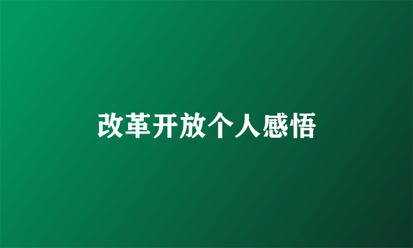 改革开放个人感悟