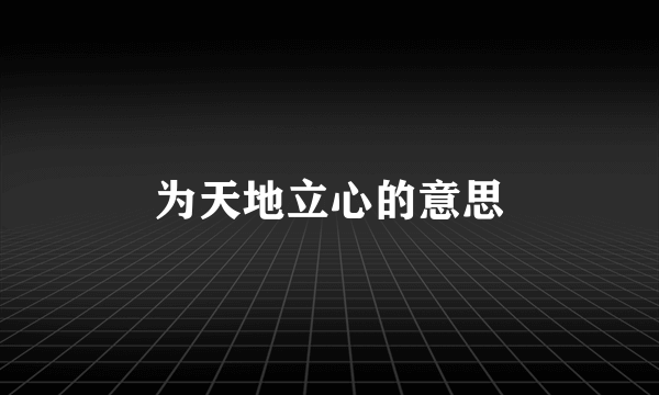 为天地立心的意思
