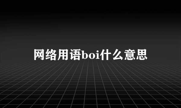 网络用语boi什么意思