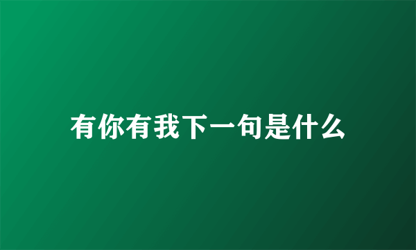 有你有我下一句是什么