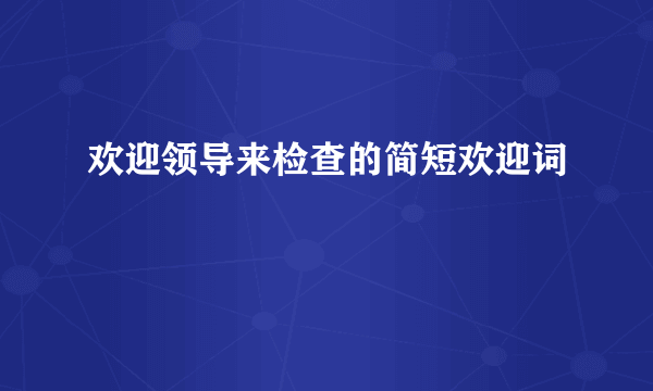 欢迎领导来检查的简短欢迎词