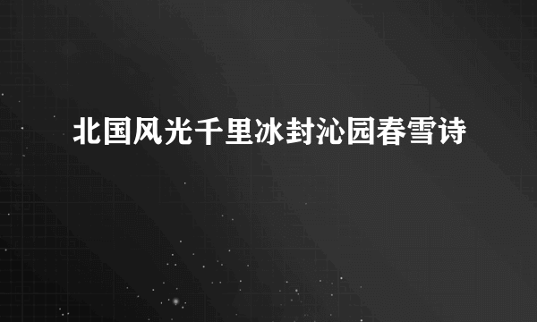 北国风光千里冰封沁园春雪诗