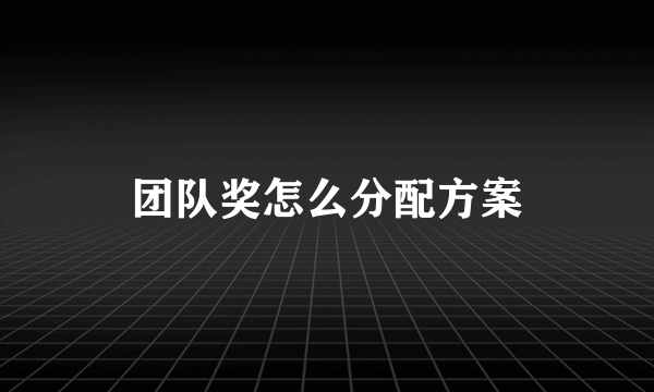 团队奖怎么分配方案