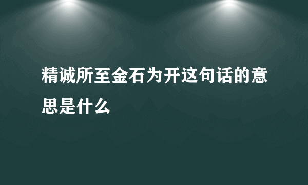 精诚所至金石为开这句话的意思是什么