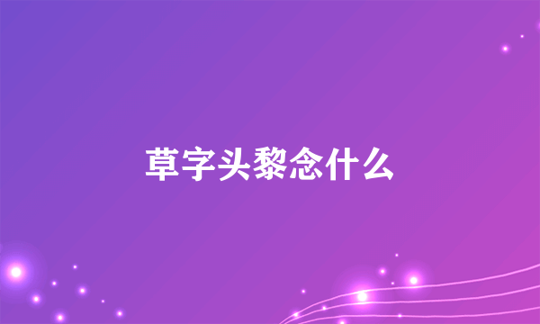 草字头黎念什么
