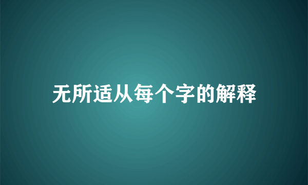无所适从每个字的解释
