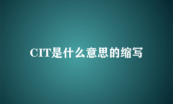 CIT是什么意思的缩写