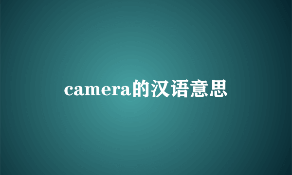 camera的汉语意思