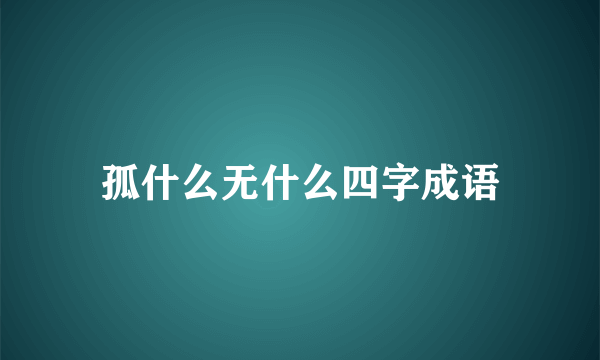 孤什么无什么四字成语