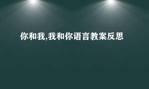 你和我,我和你语言教案反思