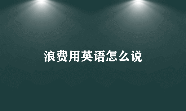 浪费用英语怎么说