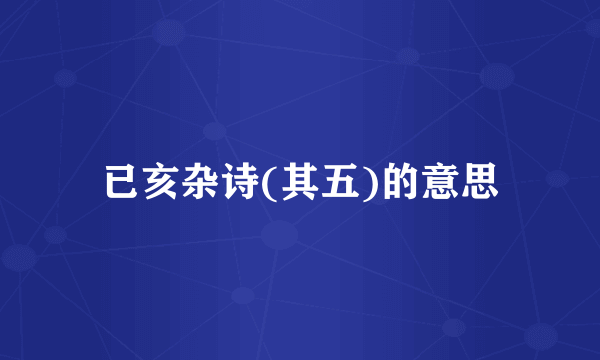 已亥杂诗(其五)的意思