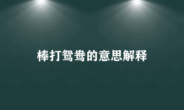 棒打鸳鸯的意思解释