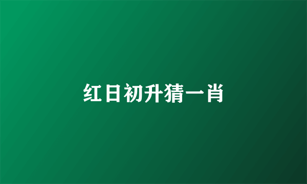 红日初升猜一肖