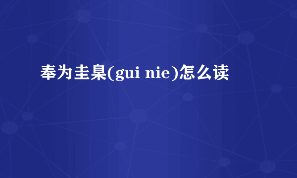 奉为圭臬(gui nie)怎么读