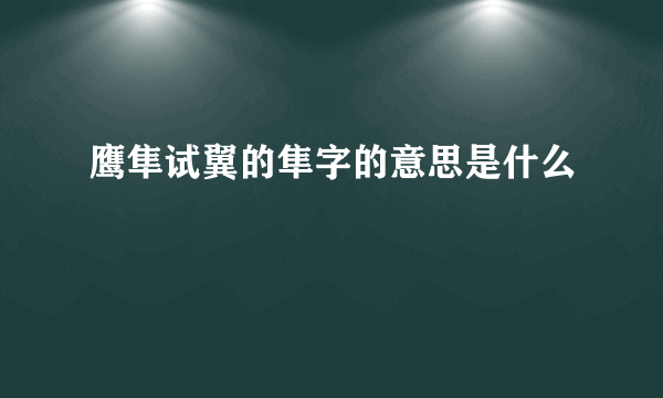 鹰隼试翼的隼字的意思是什么
