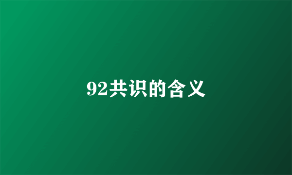 92共识的含义