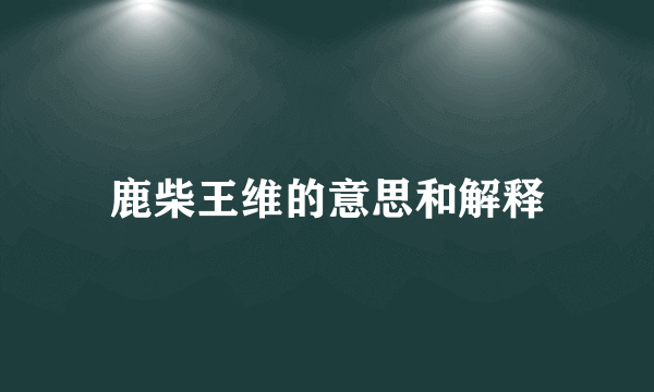 鹿柴王维的意思和解释