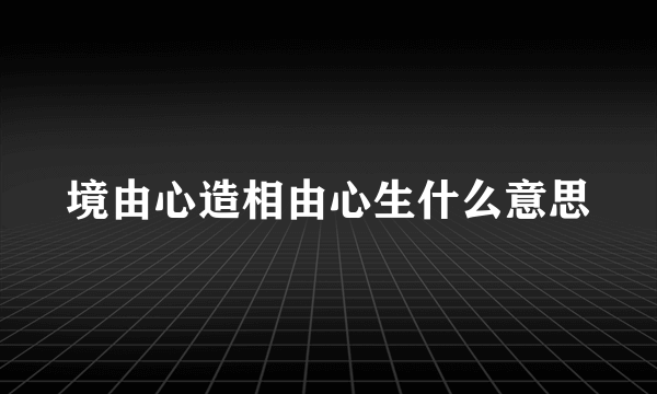 境由心造相由心生什么意思
