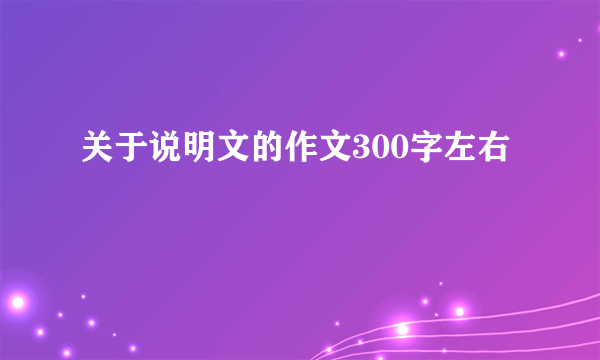 关于说明文的作文300字左右