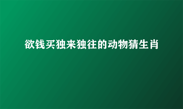欲钱买独来独往的动物猜生肖