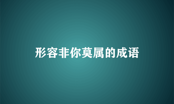 形容非你莫属的成语