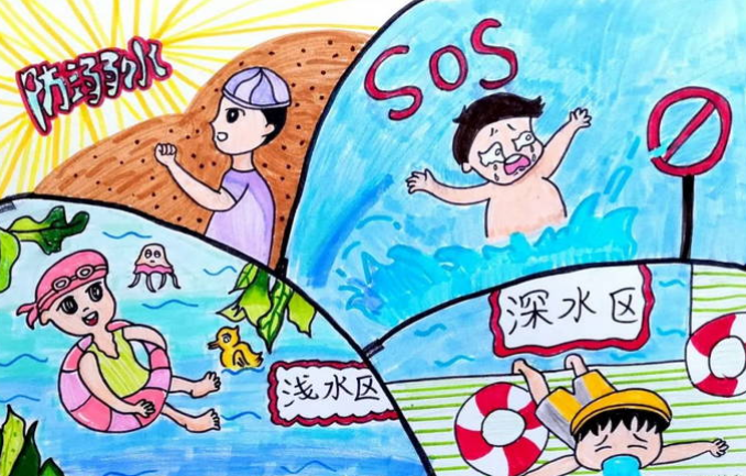 一二三年级防溺水手抄报的画