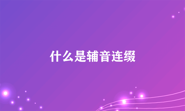 什么是辅音连缀