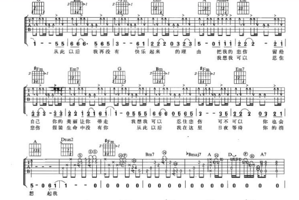 《把悲伤留给自己》吉他谱原版是什么?